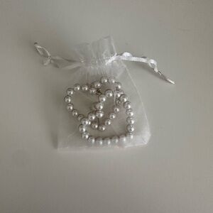 Pearl Heart Shaped Dangle Stud Earrings (Fake Pearls)